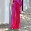 Pantalon de deux pièces pour femmes élégantes femmes irrégulières ensemble chic une épaule solide à lacets haut couleur bloc ensembles lâches printemps femme streetwear