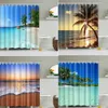 Shower Curtains Customized Blue Sky Beach Shower Curtain Modern Scenery Print Bathroom 3D Blackout Curtain Large 180x200cm for Bathroom Cortina 231025