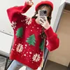 Women's Sweaters Christmas Sweater Cozy Tree Print For Women Knit Warm Stylish Holiday Pullover Winter