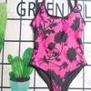 Sexy Rose Swimsuit Womens One Piece Swimsuit Fashion Print Summer Breathable Beach Bikini Bathing Suit