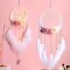 Dekorativa föremål Figurer 1 Piece Dream Catcher Pendant Bedroom Girl Rum Creative Weaving Feather Wind Chime Par Gift Home 231026