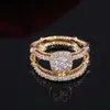 Luxury Micro Paled 2PC Bridal Sets Golden Color Surprise Christmas Meaninful Gift for Girl Friend Wedding Accessories Ring242i