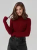 Kadın Sweaters Sıradan Örme İnce Sıska Üst Yarım Yelttaşlı Moda Külot Vidalı İplik Sonbahar İnce Uygun Yumuşak Ekleme Jumper