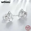 Stud Wostu 925 Sterling Gümüş Güzel Pembe Kalp Küpe Kadınlar için Temiz Zirkon Damla Kulak Turkları Düğün Partisi Hediyesi Yeni YQ231026