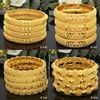 Bangle Luxury Dubai Gold Color Bangles For Women 24k Gold Plated Indian African Armets Charm Wedding Etiopian Arabic Hand Jewelry 231025