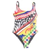 Traje de baño multicolor para mujer, traje de baño acolchado de secado rápido, estampado de moda, bikinis de una pieza, traje de baño de diseñador de verano