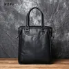 Briefcases NZPJ Men's Leather Business Handbag Top Layer Cowhide One Shoulder Messenger Bag Vertical Office Computer Bag Simple Briefcase 231026