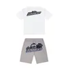 Summer Men's TrapStar Grey Revolution t Shirt Short Sleeve Tracksuit Set London Street Fashion Cotton High Quality S-3Xl2678