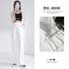 Women's Pants Green Wide Leg Spring And Autumn High Waist Drape Drawstring Loose 2023 Casual Straight Mop The Floo