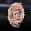 Montres pour femmes Montres pour hommes femmes luxe Hiphop glacé montre horloges or strass Quartz carré montre-bracelet Hip Hop montre hommes Relogio 231025