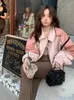 Vestes courtes en cuir synthétique pour femme Deeptown rose avec fermeture éclair pour femme Y2k Streetwear veste en cuir PU douce années 90 vestes universitaires vintage manteaux Harajuku 231026