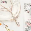 Shamty Rose Gold Color Glass Cross Pendant Necklace Ukraine Fashion Jewelry Gift220h