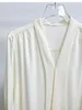 Blusas femininas fita de seda com decote em v camisa 2023 senhoras elegante topo francês de manga comprida blusa branca