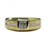 Hong Kong Partihandel Herrsmycken Laser Toppkvalitet 18K Solid White Gold Real Diamond Baguette Small Gents Ring for Gent