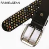 Belts RAINIE SEAN Real Leather Belt Men Pin Buckle Brown Italian Genuine Cowhide Diamond High Quality Male YQ231026