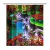 Shower Curtains Natural Scenery Shower Curtain Set Forest Waterfall Spring Landscape Home Bathtub Decor Waterproof Polyester Bathroom Curtains 231025