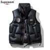 Men's Down Parkas Supzoom 2023 Top Fashion New Arrival Letters Leather Stand Collar Autumn And Winter For Men And Women Warm Thickened Down Vest J231026