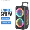 Mobiltelefonhögtalare Dual 8 tum 6000W utomhusspaken Trolley Audio Karaoke PartyBox RGB Bluetooth Högtalare EQ Colorful LED Light Ring med MIC Remote T231026