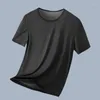 Herr t-skjortor smart-menmode sommar män t-shirts is silk mesh casual o-hals kort hylsa skjorta tee toppar manliga kläder streetwear