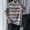 Męskie koszule 2023 Summer Masher Striped T-shirt Men Men Lose Bottom Shirt Butique Odzież