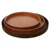 Tea Trays Natural Wooden Tray Accessories Kitchen Tools Fruit Bakery Serving Plate Round Food Retro Dishes Platter 3 Sizes