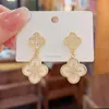 Boucles d'oreilles design 4/Quatre Feuilles Trèfle Charme Boucles D'oreilles Dos Nacre Argent Or 18 Carats pour Femmes Filles Saint Valentin Fête Des Mères Bijoux De Mariage Cadeau