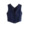 Gilet da donna Gilet avvolto sul retro per le donne Autunno Scollo a V senza maniche Gilet corto monopetto Moda femminile Elegante Lady Crop Top