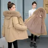 Women's Down Parkas 2023 Winter Jacket Parka Fashion Coat Wool Liner Hooded Fur Collar Thick Warm Snow Wear Cotton Padded Clothes 231026