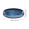 Decorative Figurines Ceramic Round Wood Tray Sushi Plate Fruit Dish Serving Snack For Home Restaurant El ( Blue Small Bathroom