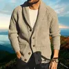 Suéteres masculinos homens tricô casaco primavera outono cor sólida fino ajuste cardigan camisola inglaterra estilo manga longa v pescoço lapela 231026