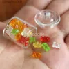 Kitchens Play Food 1/6 Scale Cute Mini Glass Candy Jar Mini Bear Jelly Drops Simulation Miniature Dollhouse Food for Barbies Blyth Doll Kitchen ToyL231026