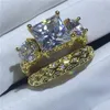 Bague vintage sertie de trois pierres diamant Cz Sona Stone 925 bague de mariage anniversaire en argent sterling pour femmes hommes doigt bijoux3210