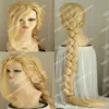 حفلة تأثيري متشابكة Rapunzel Blonde Braids 150cm Cos Cos Wig Hair 349i