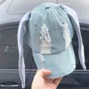 Bola Caps Kpop Individual Long Rabbit Baseball Cap Cowboy Chapéu Moda Denim Cap Y2K Estilo Hip Hop Chapéu Lovery Boy Style Homens Mulheres 231025