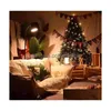 Novedad Iluminación Tapiz de árbol de Navidad con cadena de luz LED Estrella Copo de nieve Brillante Franela Colgante de pared Decoración de la habitación Manta de tela Dhxo6