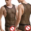 Men's Tank Tops KWAN Z Male Clothing Nightclub Top Vest Net Mesh Gay Mens Bodybuilding Yarn Sleeveless Shirt Waistcoat248r