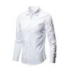 Men's Dress Shirts Classic Blue Shirt French Cuff Solid Jacket Placket Formal Business Standard Fit Long Sleeve Office Work White