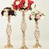 Support d'arrangement de fleurs en métal, 10 pièces, centres de table de fleurs de mariage, support de 20 pouces de haut, Vase de fleur en métal élégant, candélabre doré