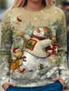 Kadın Hoodies Sonbahar Kış Noel Kazak Vintage Zarif Üstler O boyun baskılı uzun kollu sweatshirt sokak moda kardan adam