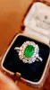 Cluster Rings 3354 Solid 18K Yellow Gold Heart Shape Nature Green Emerald 0.76ct For Women Birthday's Presents Fine Jewelry