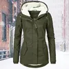 Parka de plumón para mujer, abrigo de otoño e invierno, chaqueta larga gruesa de felpa sólida y cálida, abrigo Parka informal a prueba de viento con capucha para senderismo al aire libre 231026