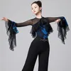 Stage Wear Flare Sleeve Ballroom Dance Tops Rumba Samba Vêtements Tango Performance Costume Femmes Bal Valse Dancewear DL11131