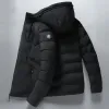 2023 moda inverno jaqueta com capuz homens sólido quente à prova de vento para baixo casaco engrossar zíper casual parka novo para roupas masculinas