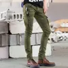 Зеленые, черные джинсовые байкерские джинсы. Мужские узкие подиумные потертые тонкие эластичные джинсы в стиле хип-хоп. Вымытые брюки-карго в стиле милитари MX200814317U