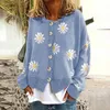 Suéteres femininos mulheres margarida camisola de malha solta oversize outono inverno jumper cardigan grosso casual quente recortado camisola botão casaco 231023