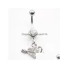 Navel Bell -knappringar D0361 2 Färger Två hjärtan Belly Body Piercing Smycken Drop Delivery DHTCU