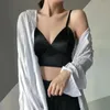 Camisoles tanques feminino sono seda com decote em v sexy sutiãs até sem fio sem costura push top acolchoado roupa interior gelo lingerie bralette sutiã