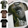 Herr t-shirts mode 2021 Summer Men 3D Tryckt Animal Monkey T-shirt Kort ärm Rolig design Casual Tops Tees Graphic230J