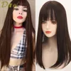 Syntetic S difei Long Wavy Hair Topper med Bangs Fake Toupee Replacement Block 3D Air Clipin 231025