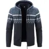 Autumn And Winter Men's Casual Cardigan Zipper Sweater Plush Thickened Jacket Sweater Hooded